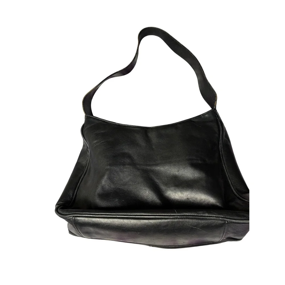READ Vintage Lauren Ralph Lauren Black Leather Shoulder Bag Y2K Hobo Purse